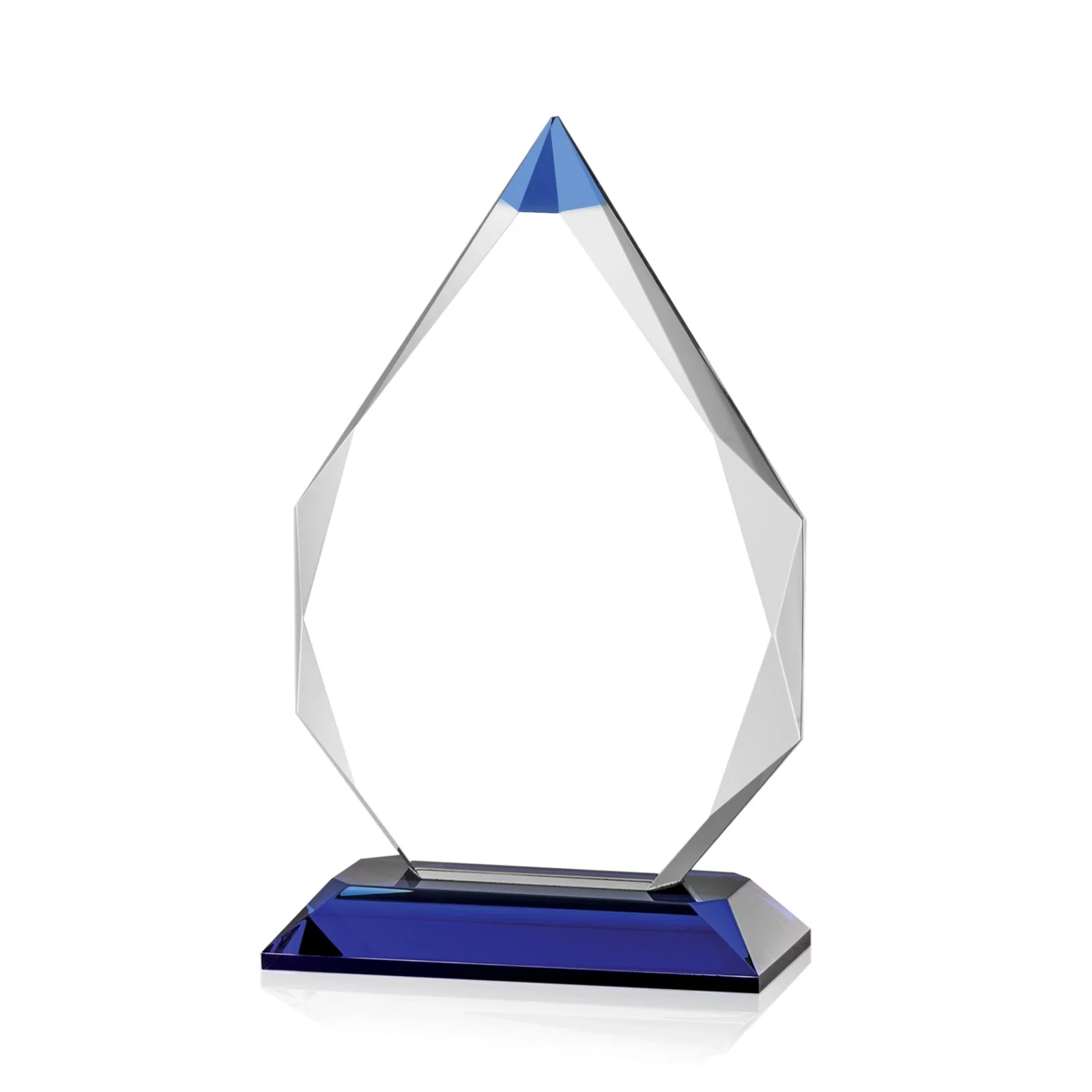 Personalized Optical Crystal Award with Gem-Cut Sapphire Tip and Matching Base, awards for retirement presentations