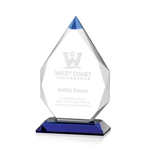 Optical Crystal Award with Gem-Cut Sapphire Tip and Matching Base