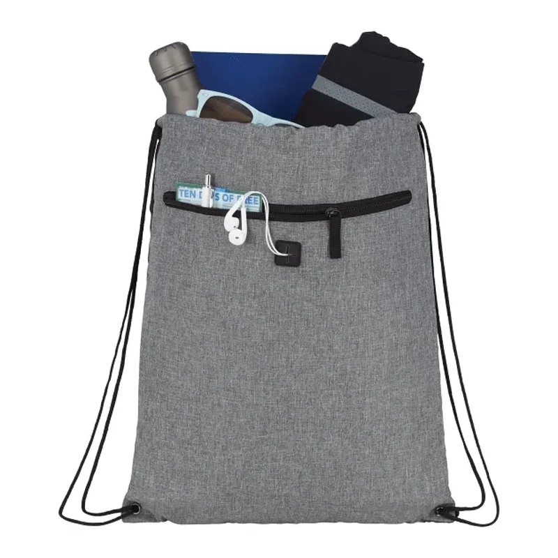 Custom Graphite Drawstring Sportspack with Earbud Port — view 2