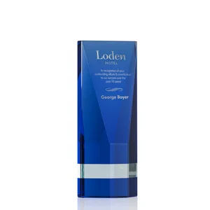Blue Crystal Tower with a Light-Catching Clear Inlay
