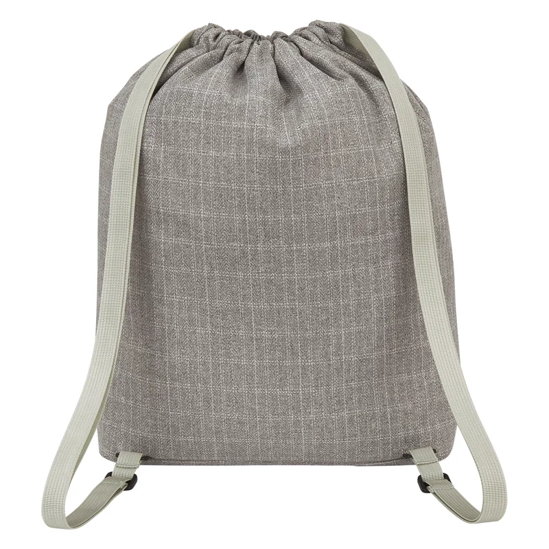 Gray Cinch Backpack w/ Zippered Pocket, Adjustable Shoulder Straps for Hiking, Travelling — view 3