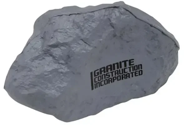 Gray Rock Stress Reliever, custom gray-stone-shaped promotional stress ball with logo