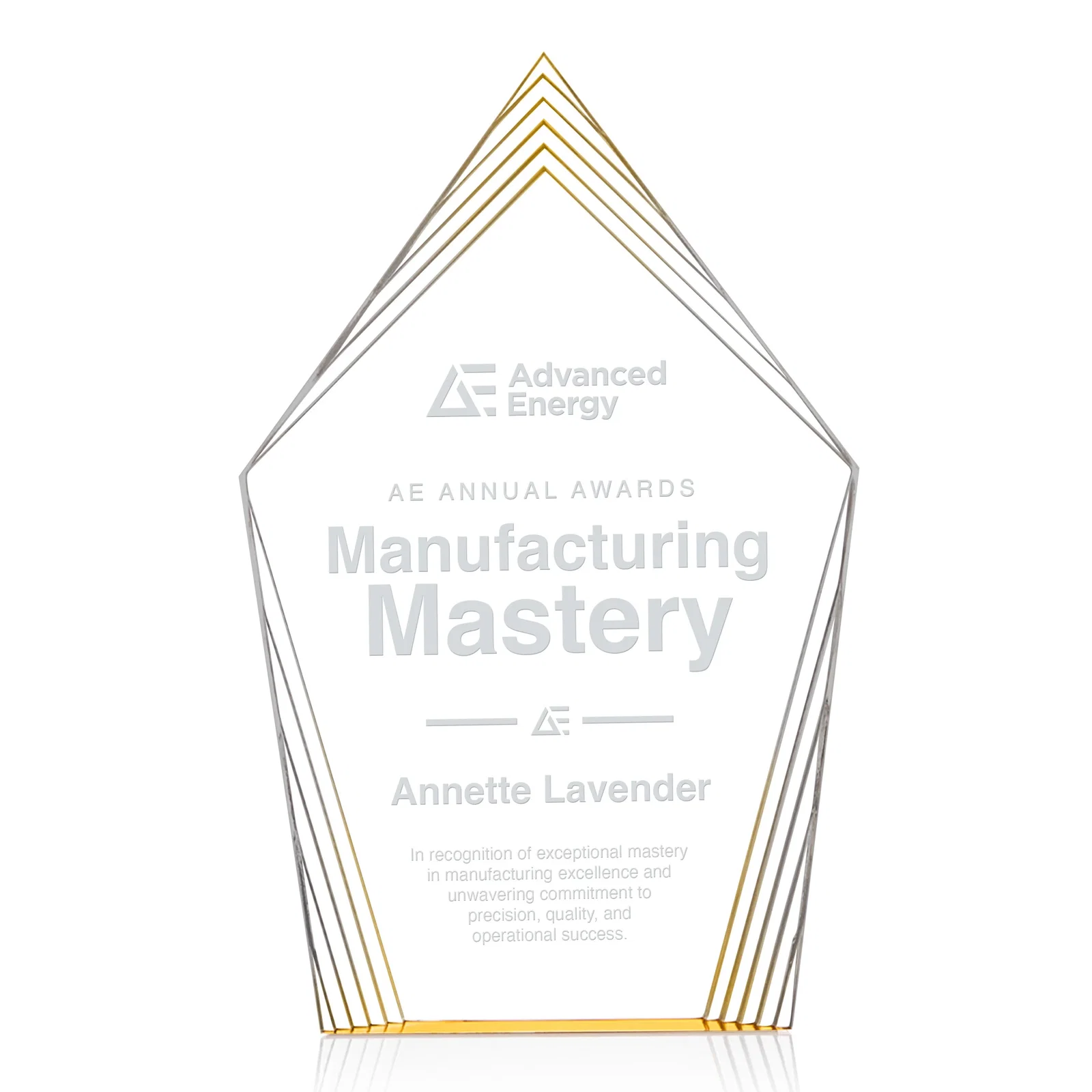 Custom Acrylic Award With Layered Geometric Contour Frame for volunteer appreciation