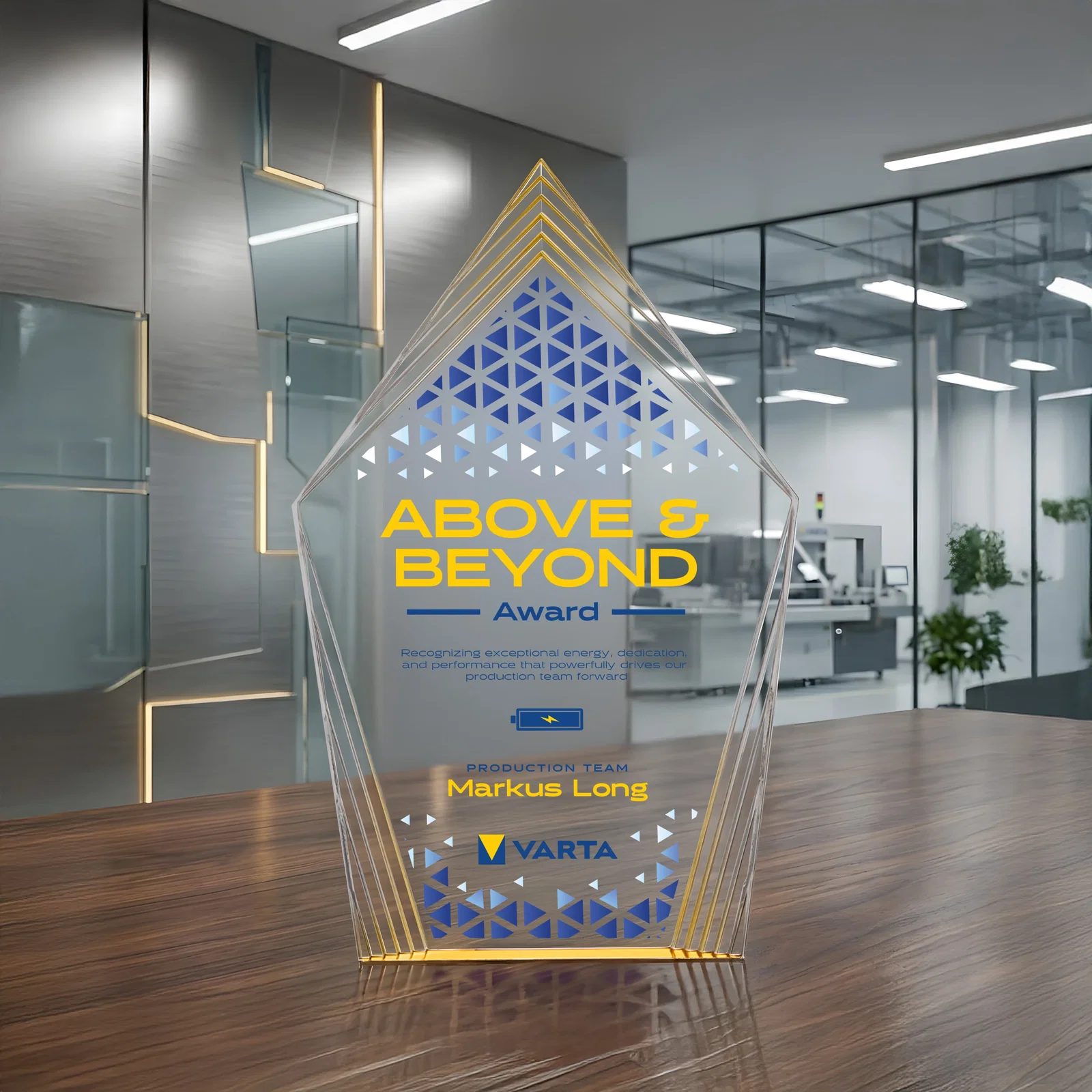 Promotional Acrylic Award With Layered Geometric Contour Frame for corporate award ceremonies