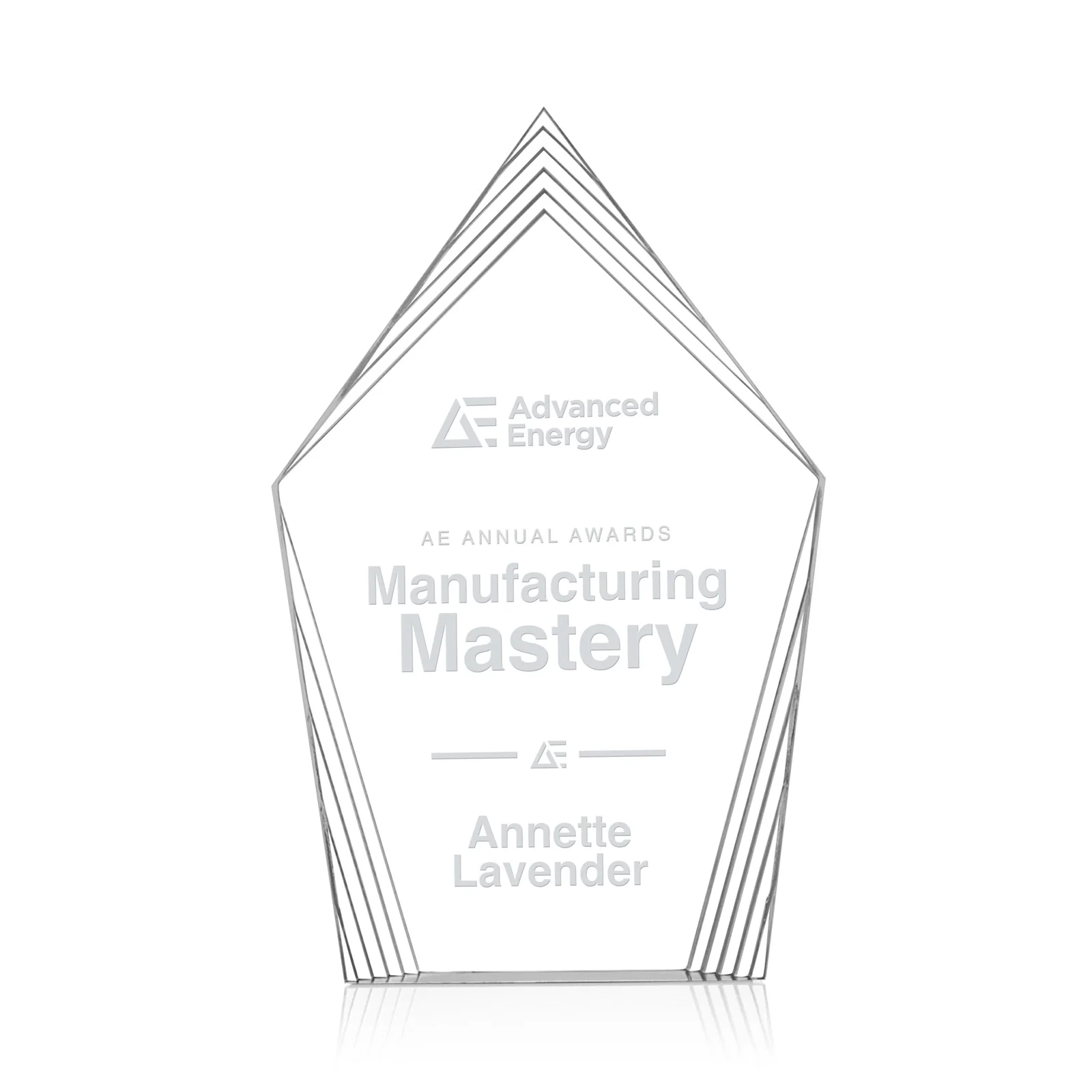 Custom Acrylic Award With Layered Geometric Contour Frame for service anniversary gifts