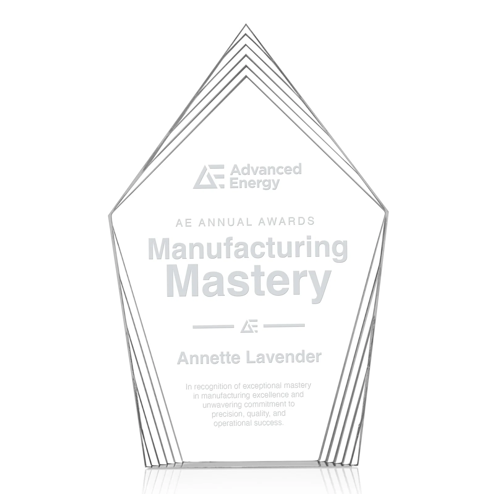 Custom Acrylic Award With Layered Geometric Contour Frame for retirement presentations
