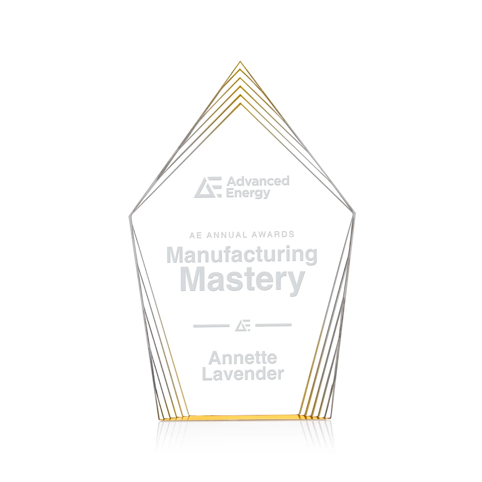 Custom Acrylic Award With Layered Geometric Contour Frame for donor appreciation