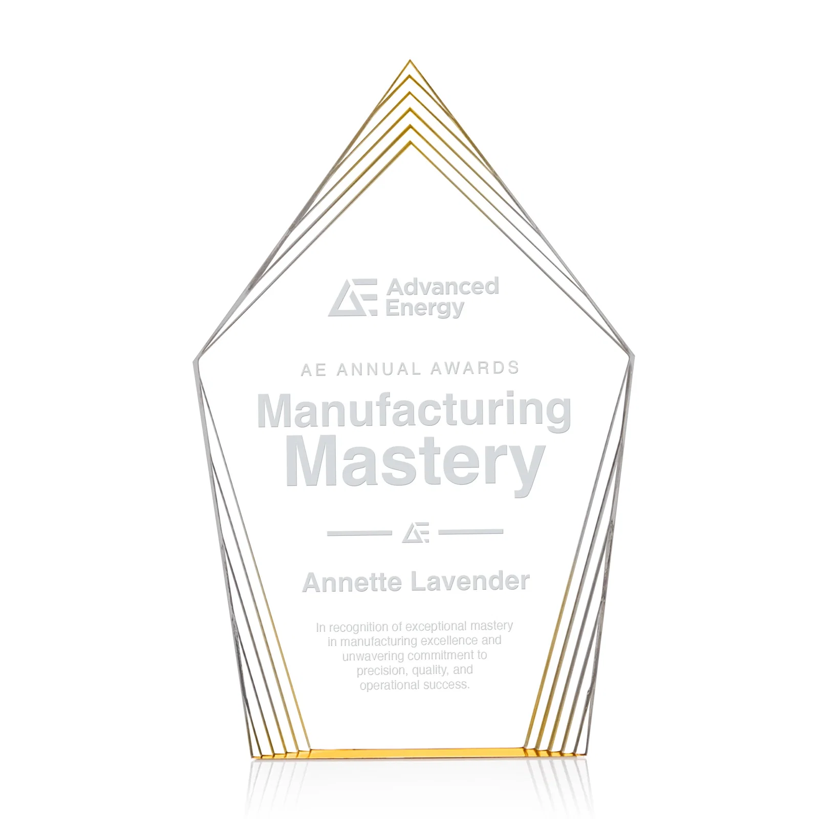 Custom Acrylic Award With Layered Geometric Contour Frame for safety achievement programs