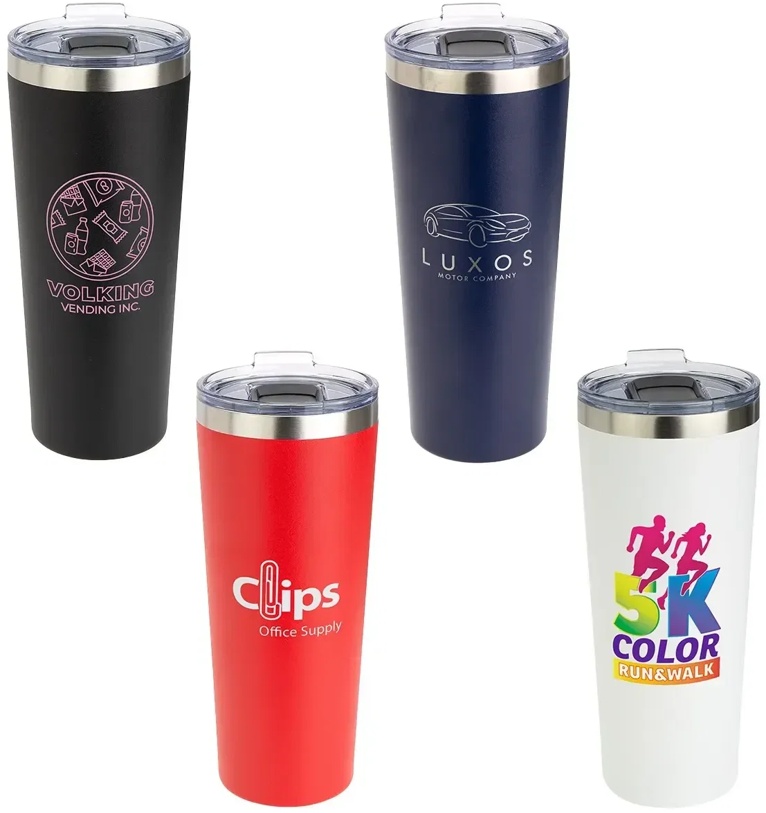 Greco 28 oz copper-lined vacuum tumbler, custom branded promotional stainless steel drinkware, front view