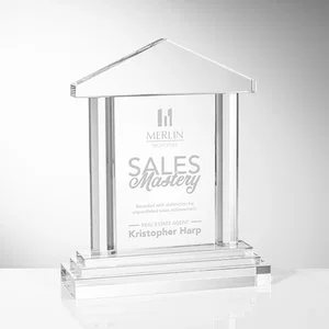 Greek House-Shaped Beveled Crystal Award