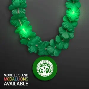 Green Flower Hawaiian Lei with Custom Medallion — view 2