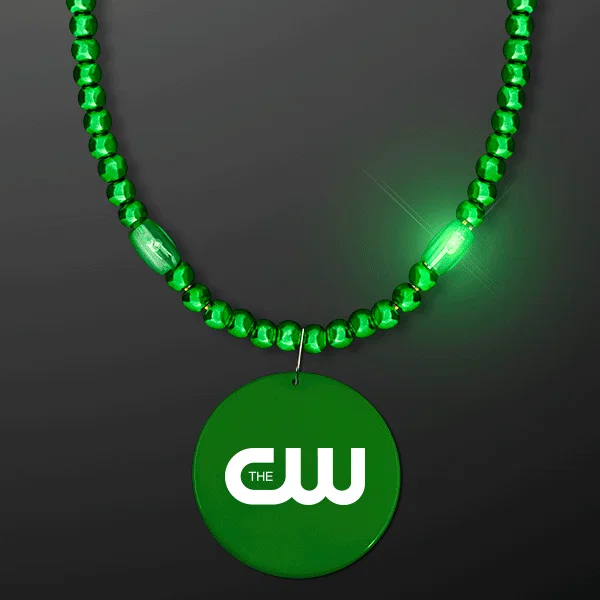Glow Mardi Gras Beads with Matching Medallion — view 2