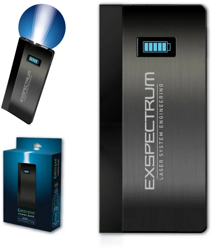 5000mAh Rechargeable Aluminum Power Bank with LED Flashlight and Engraving β view 1