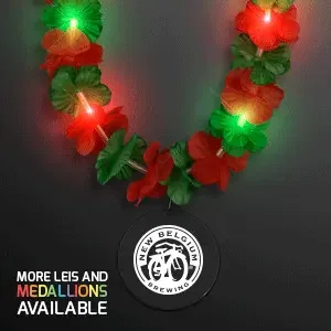 Green & Red Flower Light-up Lei Necklace — view 2