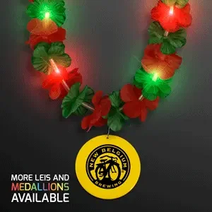 Green & Red Flower Light-up Lei Necklace — view 3