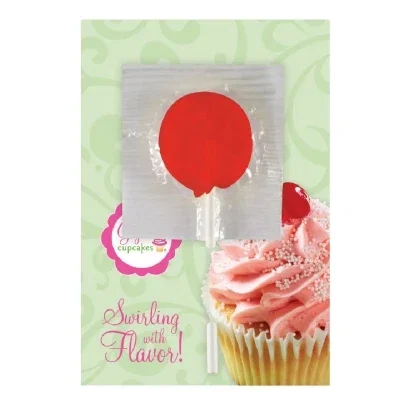 Greeting card paired with a small pack of candy