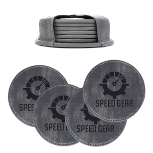 Greyson PU Leather Coasters: 6 Pc. Set In Holder