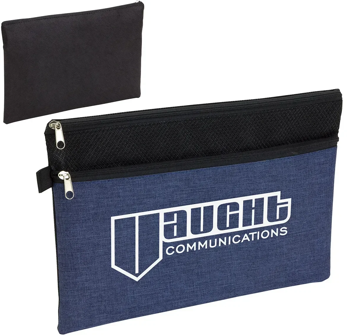 Promotional Greystone dual-zip pouch color options for conferences