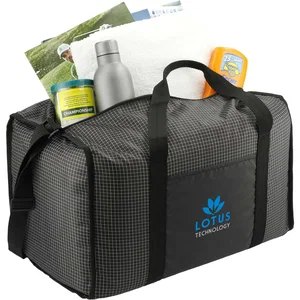 Grid Boxy Duffle Bag, 210D Polyester