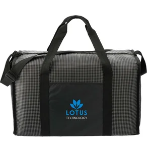 Grid Boxy Duffle Bag, 210D Polyester