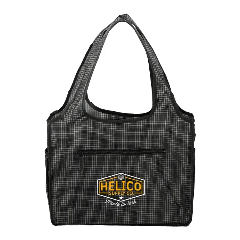 Customizable Grid Bungalow Tote with Front Pocket