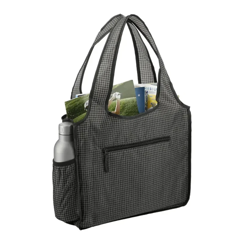 Customizable Grid Bungalow Tote with Front Pocket — view 3