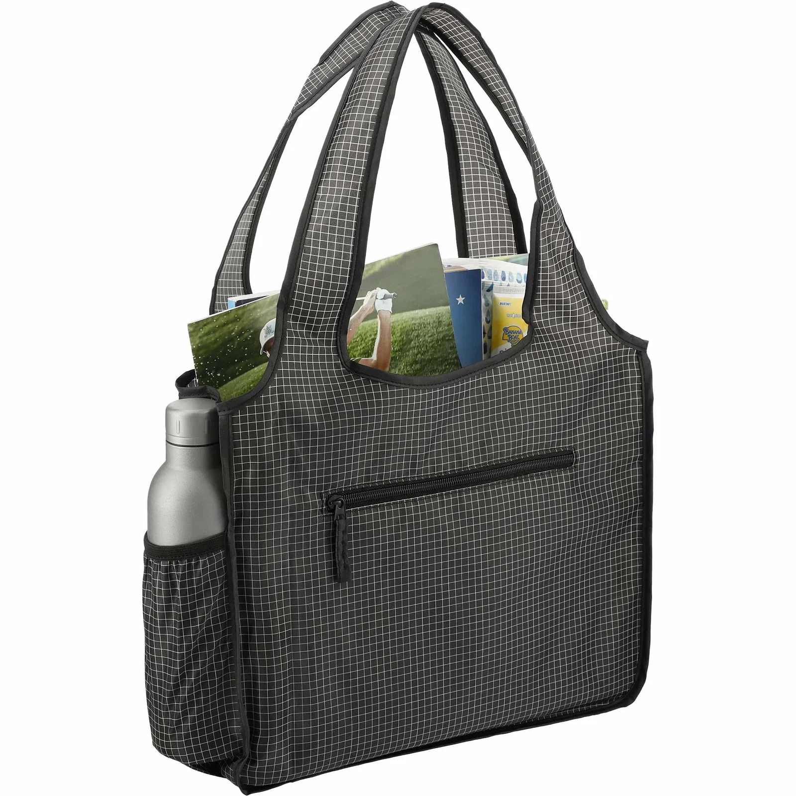 Customizable Grid Bungalow Tote with Front Pocket — view 8