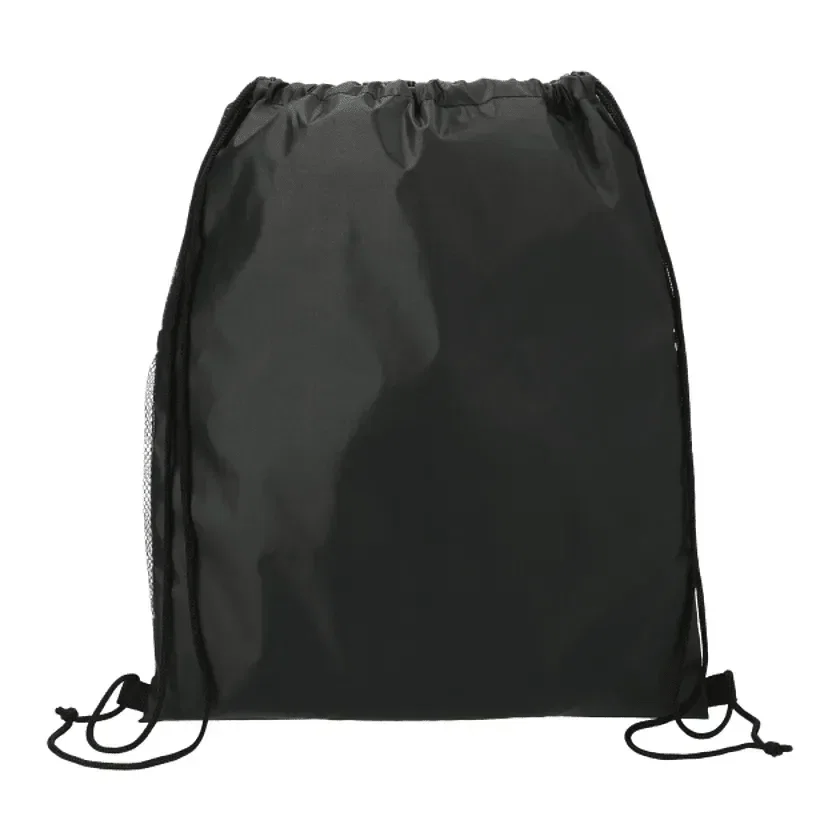 Grid Drawstring Bag with Zippered Front Pocket — view 2