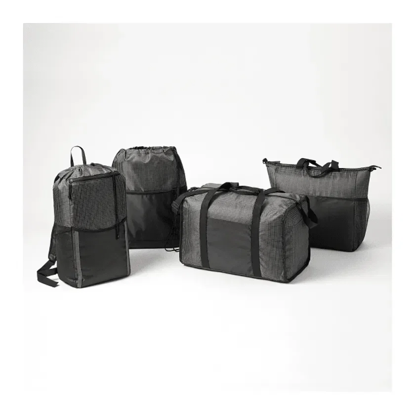 Grid Drawstring Bag with Zippered Front Pocket — view 3