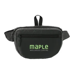 Grid Fanny Pack with Zippered Compartments