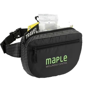 Grid Fanny Pack with Zippered Compartments