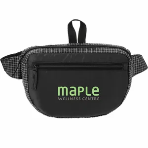 Grid Fanny Pack with Zippered Compartments