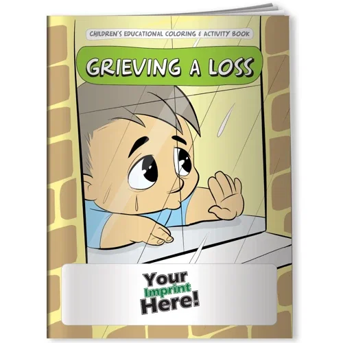Grieving a Loss coloring book front cover artwork helping children cope with grief