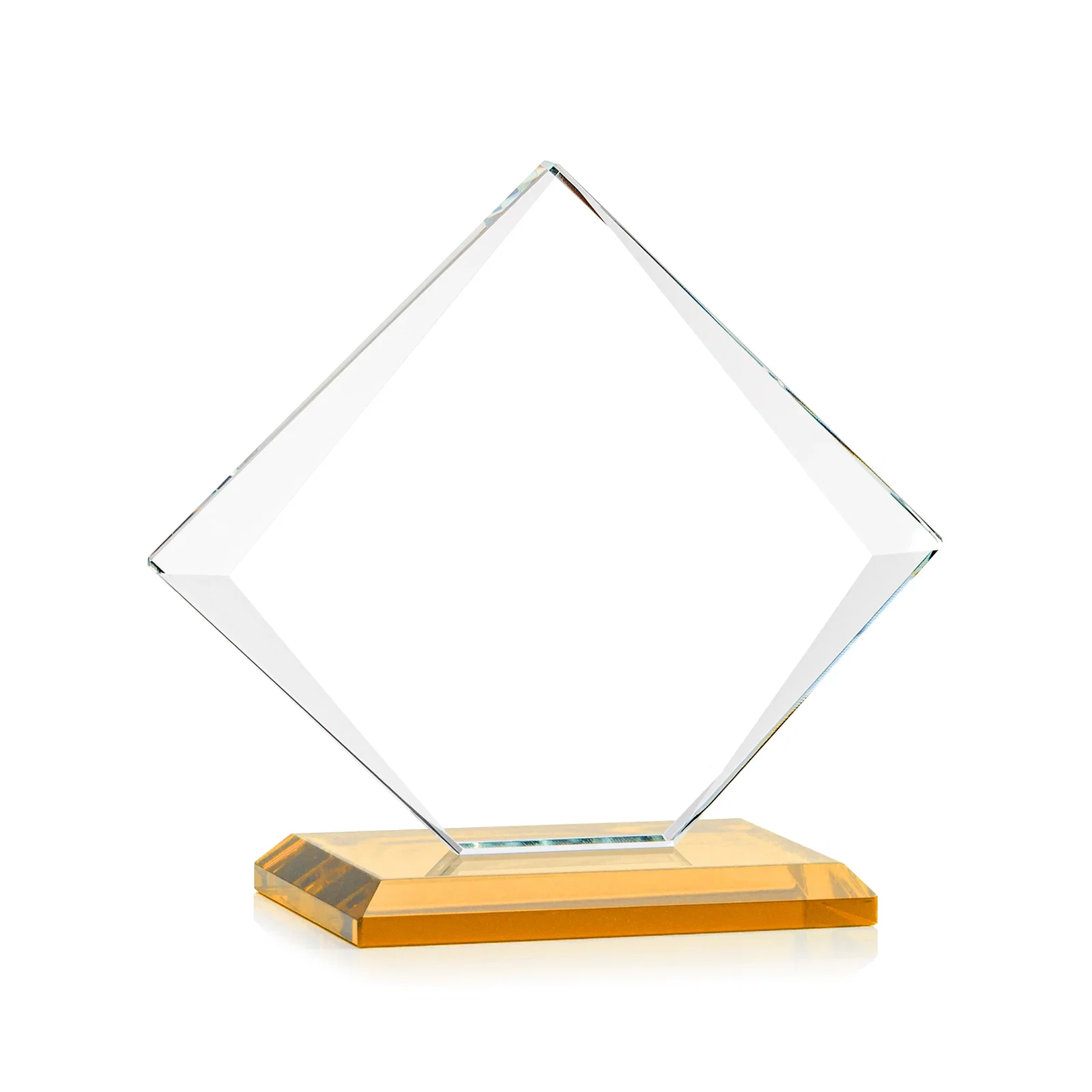 Personalized Jade Glass Diamond Award With Bevels Tapered Top and Bottom, with your logo for employee recognition