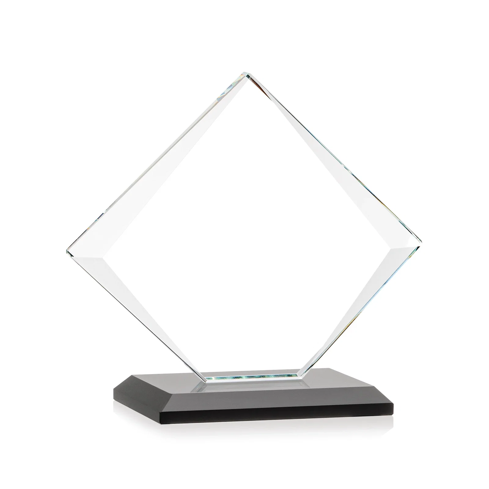 Personalized Jade Glass Diamond Award With Bevels Tapered Top and Bottom, with your logo for safety achievement programs