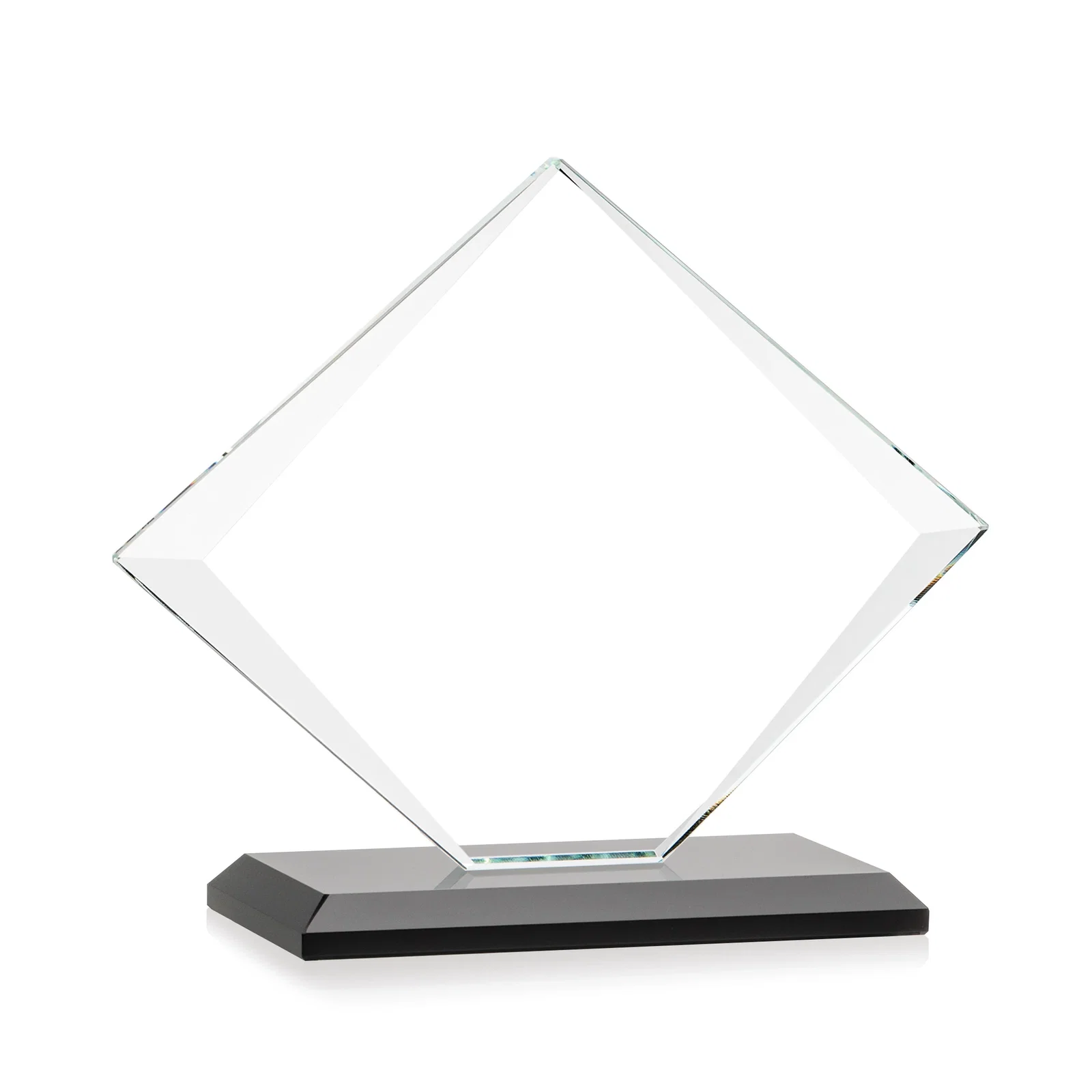 Personalized Jade Glass Diamond Award With Bevels Tapered Top and Bottom, with your logo for volunteer appreciation
