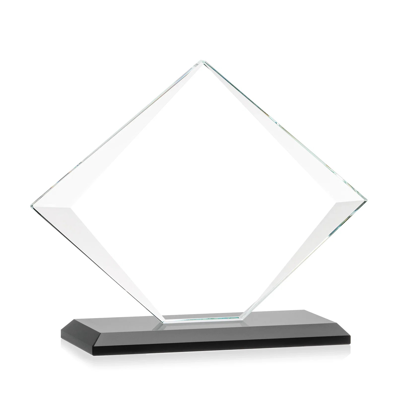 Personalized Jade Glass Diamond Award With Bevels Tapered Top and Bottom, with your logo for dealer and partner awards