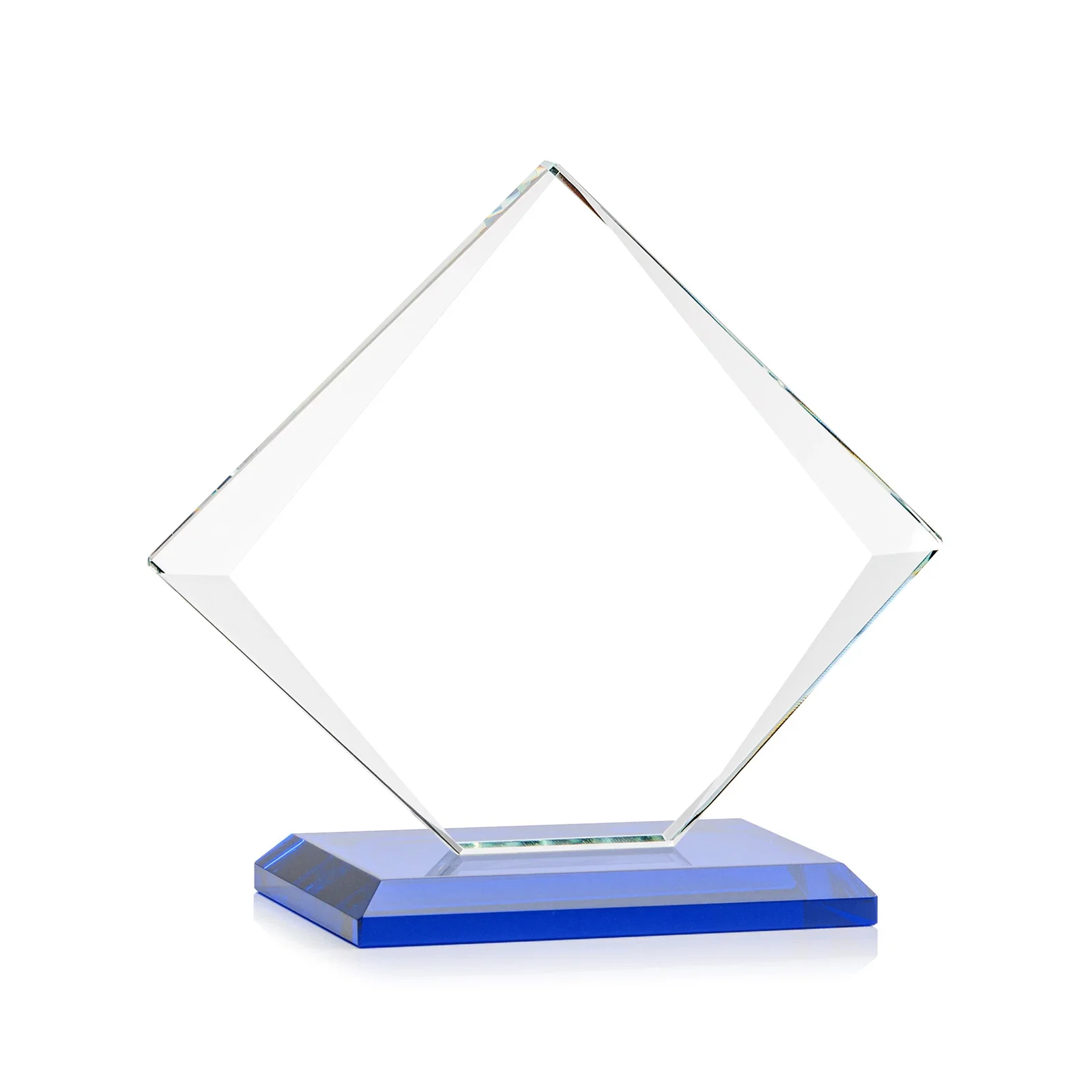 Promotional Jade Glass Diamond Award With Bevels Tapered Top and Bottom, with your logo for employee recognition