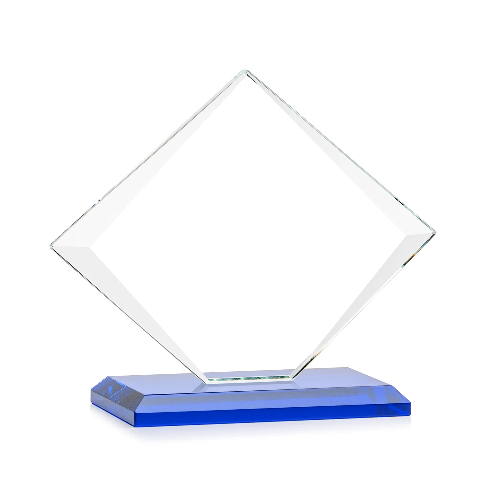 Promotional Jade Glass Diamond Award With Bevels Tapered Top and Bottom, with your logo for corporate award ceremonies