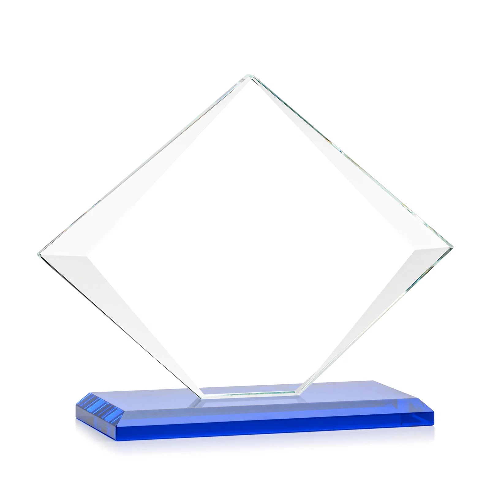 Promotional Jade Glass Diamond Award With Bevels Tapered Top and Bottom, with your logo for service anniversary gifts