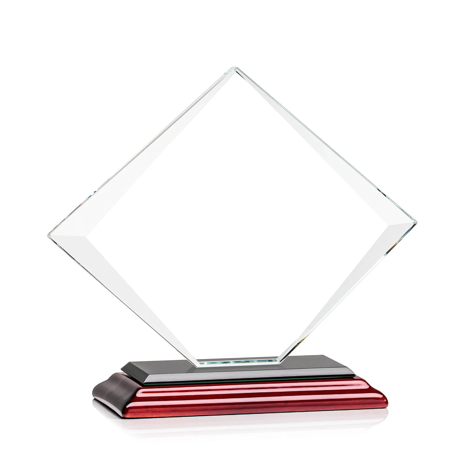 Promotional Jade Glass Diamond Award With Bevels Tapered Top and Bottom, with your logo for team milestone celebrations