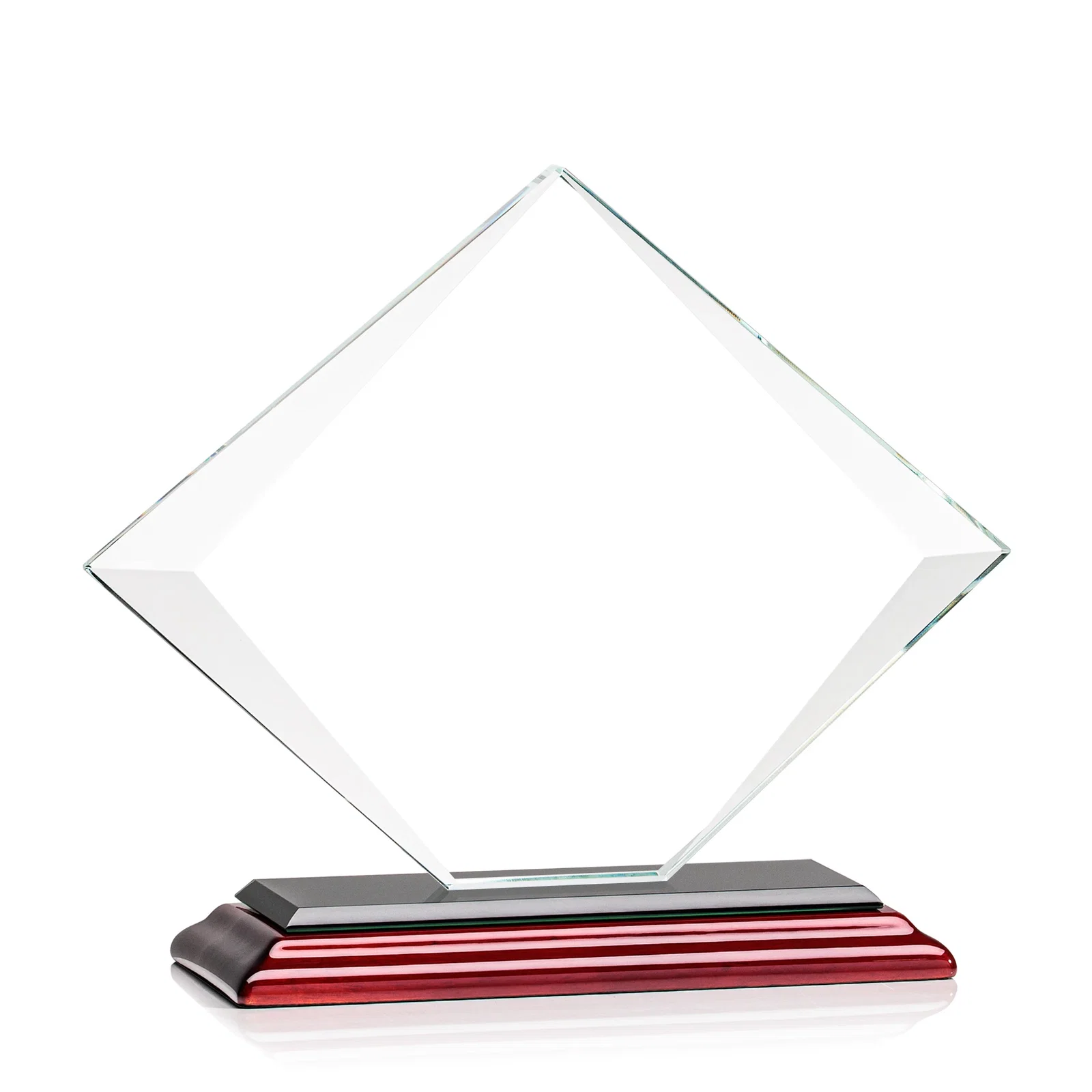 Promotional Jade Glass Diamond Award With Bevels Tapered Top and Bottom, with your logo for donor appreciation