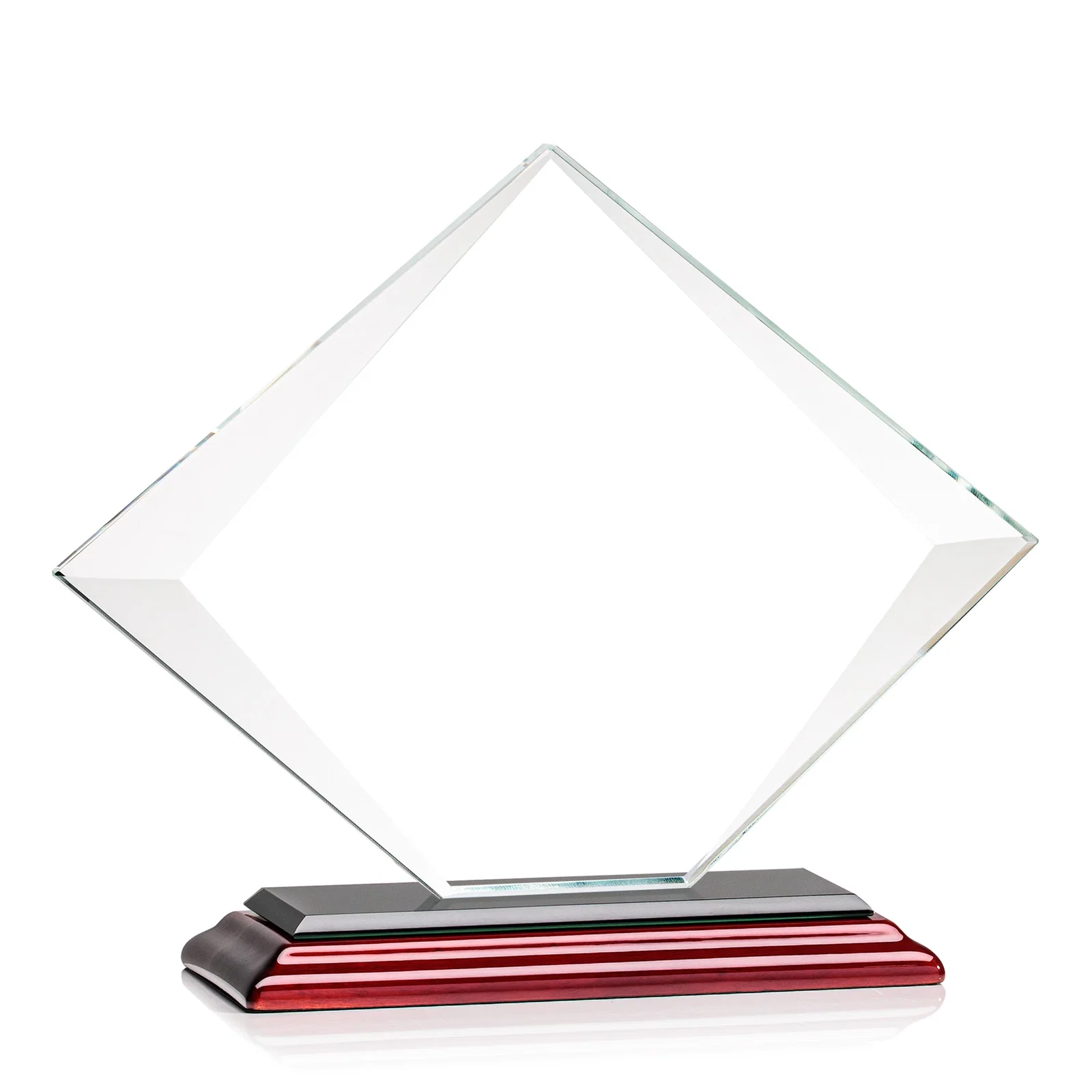 Promotional Jade Glass Diamond Award With Bevels Tapered Top and Bottom, with your logo for graduation ceremonies