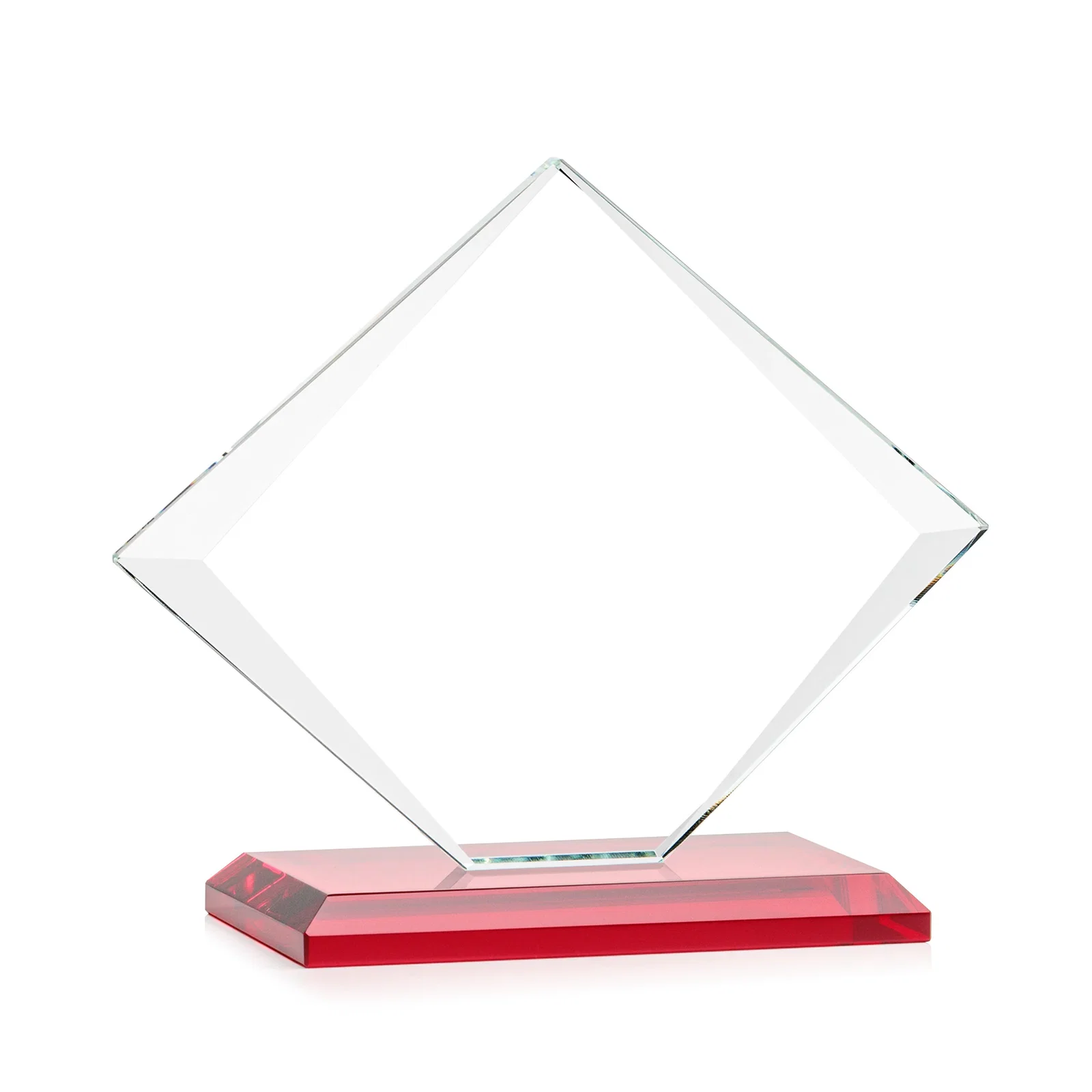 Promotional Jade Glass Diamond Award With Bevels Tapered Top and Bottom, with your logo for volunteer appreciation