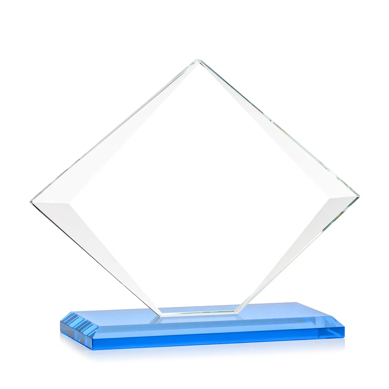Branded Jade Glass Diamond Award With Bevels Tapered Top and Bottom, with your logo for service anniversary gifts