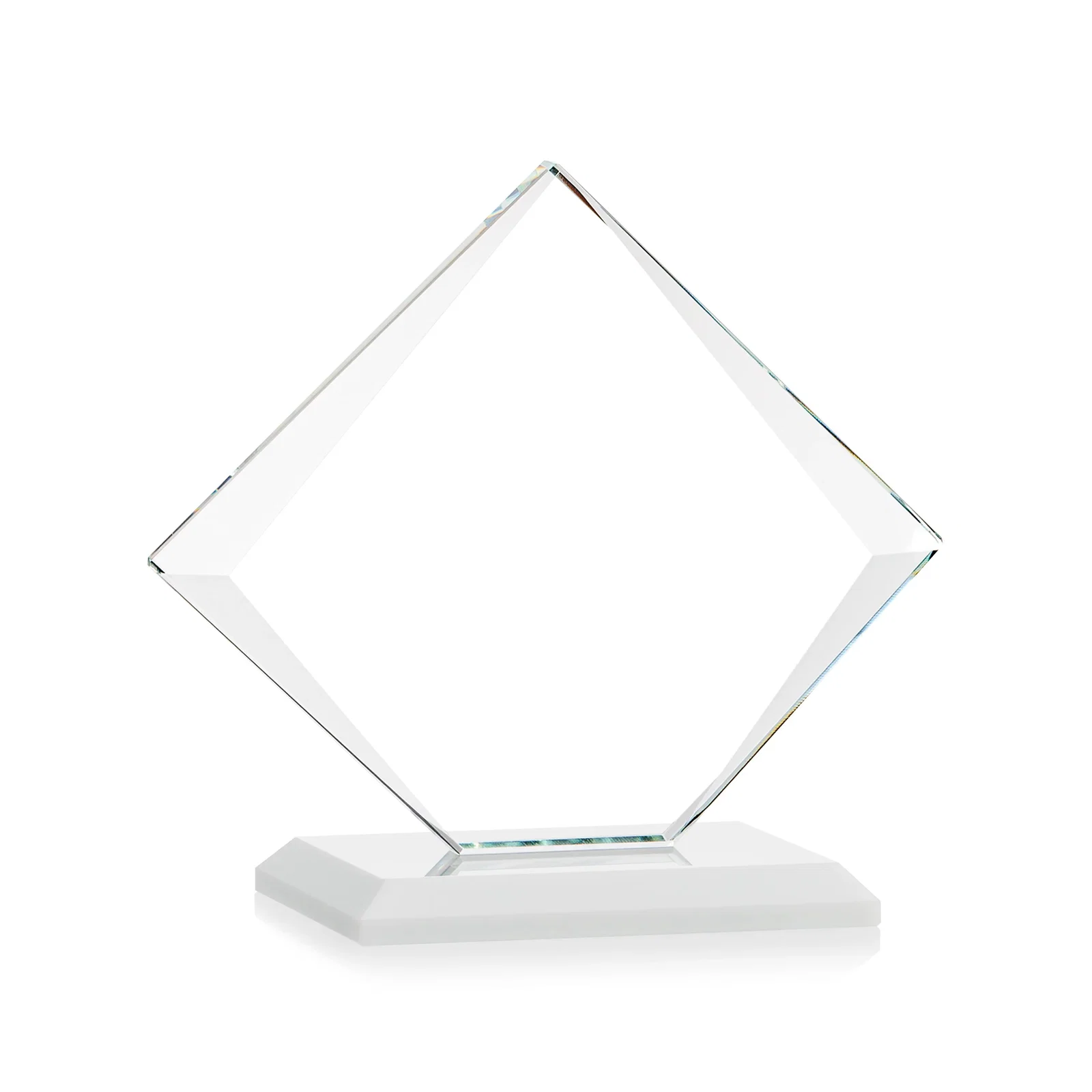 Branded Jade Glass Diamond Award With Bevels Tapered Top and Bottom, with your logo for retirement presentations