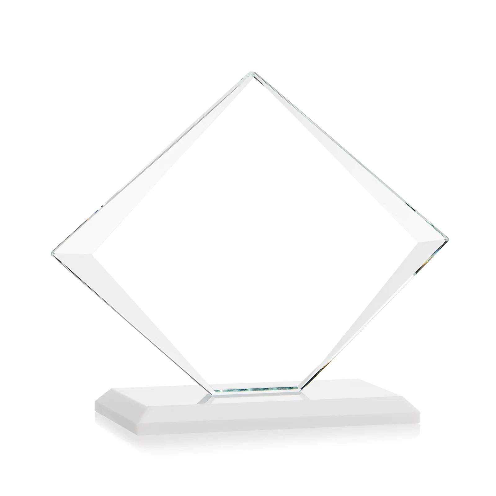 Branded Jade Glass Diamond Award With Bevels Tapered Top and Bottom, with your logo for team milestone celebrations