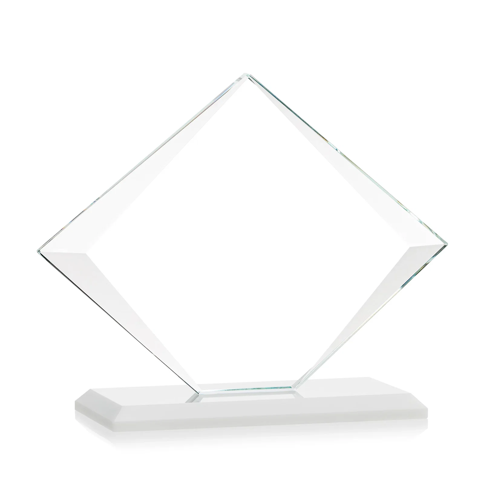 Branded Jade Glass Diamond Award With Bevels Tapered Top and Bottom, with your logo for donor appreciation