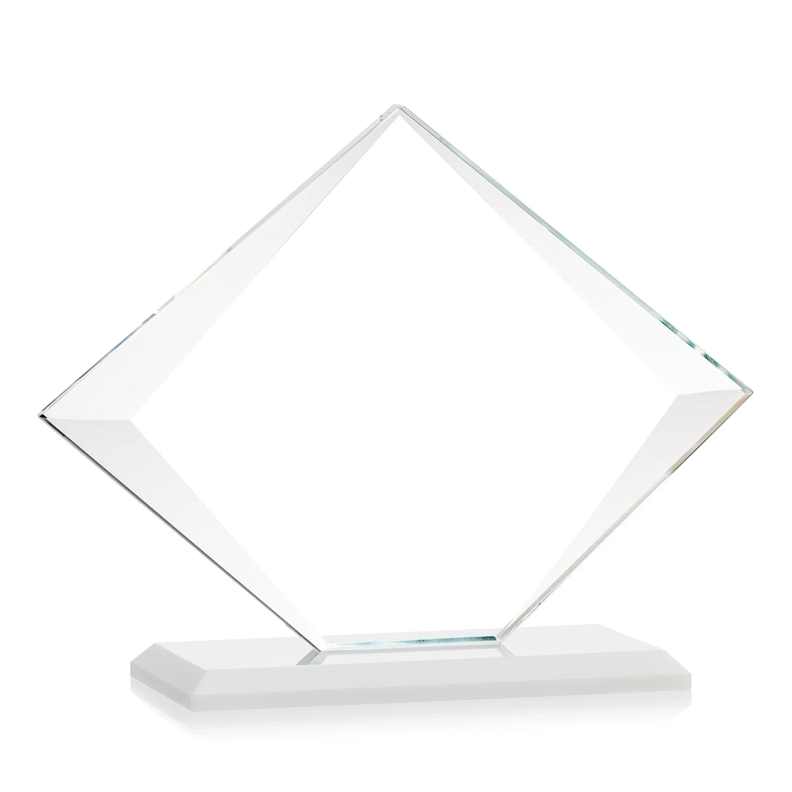 Branded Jade Glass Diamond Award With Bevels Tapered Top and Bottom, with your logo for graduation ceremonies
