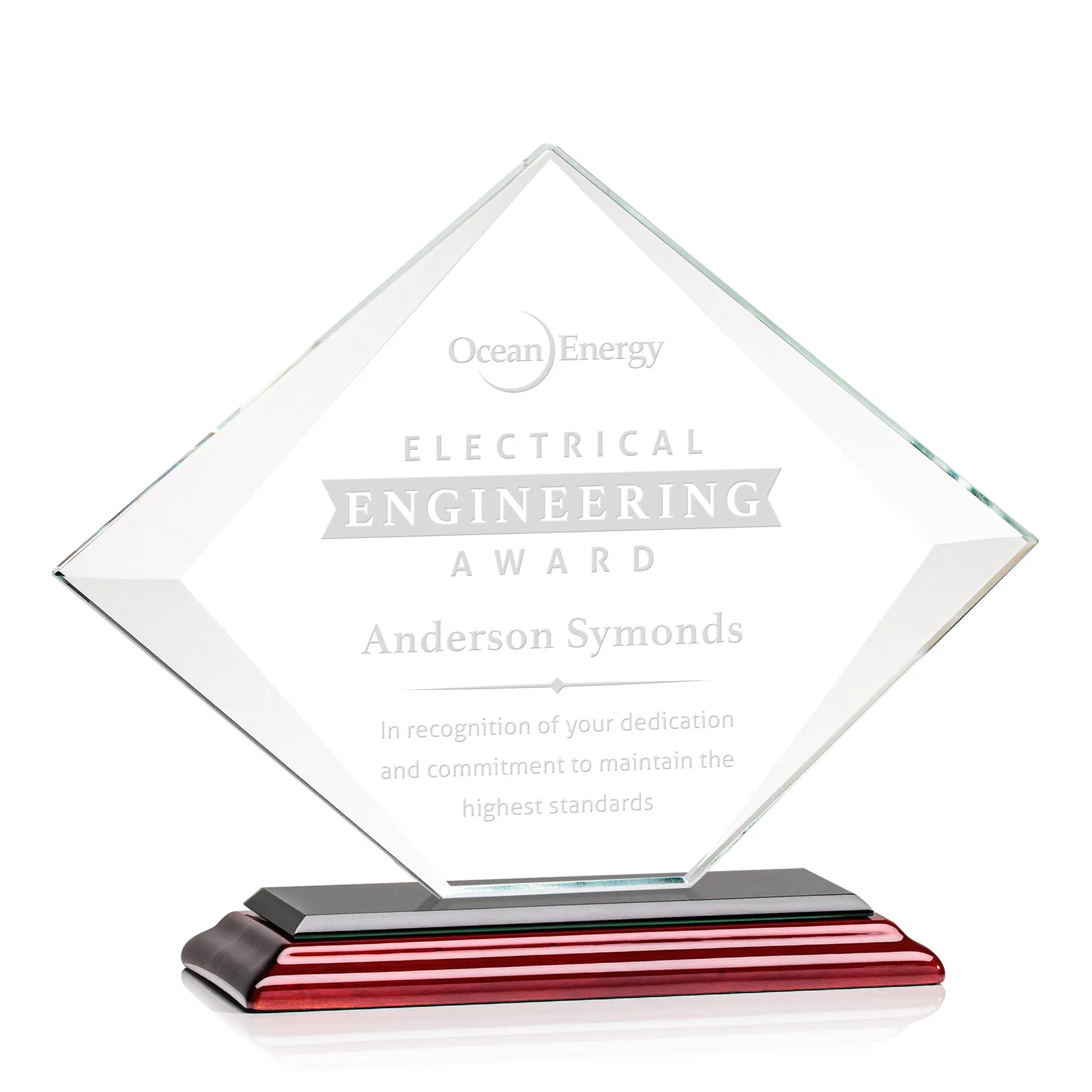 Promotional Jade Glass Diamond Award With Bevels Tapered Top and Bottom for graduation ceremonies